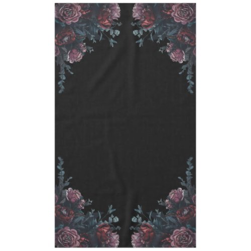 Dark Floral Wedding Gothic Black Elegant Tablecloth