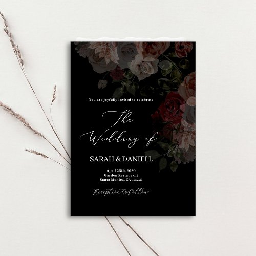 Dark Floral Wedding invitation