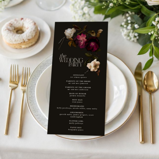 Dark Floral Wedding Program Elegant Burgundy (Creator Uploaded)