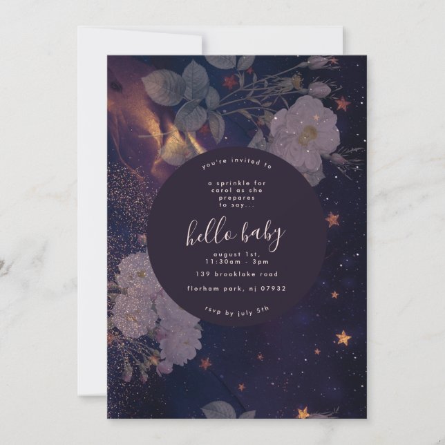 Dark Florals | Dramatic Purple Blooms | Shower Invitation (Front)