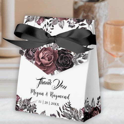 Dark Florals Elegant Gothic Wedding Favor Boxes