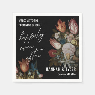Dark Florals Happily Ever After Beginning Napkins