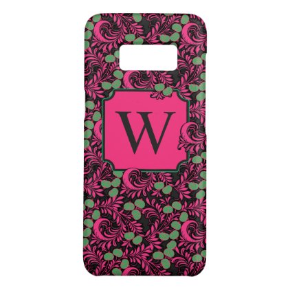 Dark Flourish Vintage Folk Art Pink Black Monogram Case-Mate Samsung Galaxy S8 Case