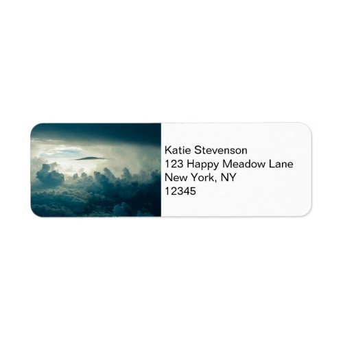 Dark Fluffy Clouds Aerial View Label