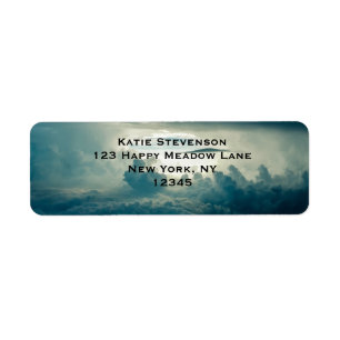 Dark Fluffy Clouds Aerial View Label