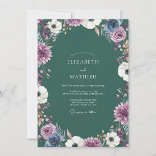 Dark Forest Anemone Wedding Invitation