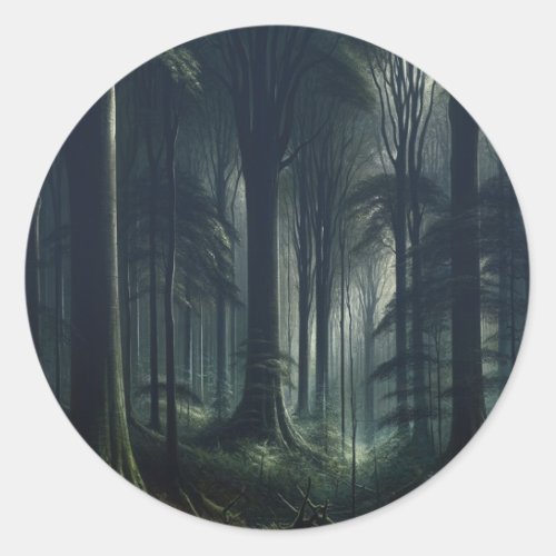Dark Forest at Twilight Sweet 16 Classic Round Sticker
