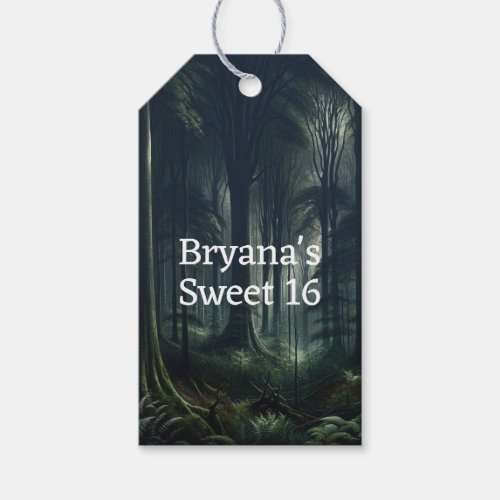 Dark Forest at Twilight Sweet 16 Gift Tags