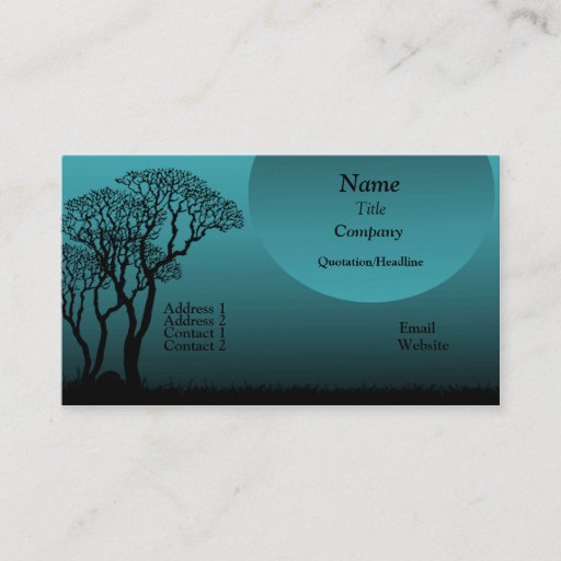 Customizable Dark Forest Business Card, Teal