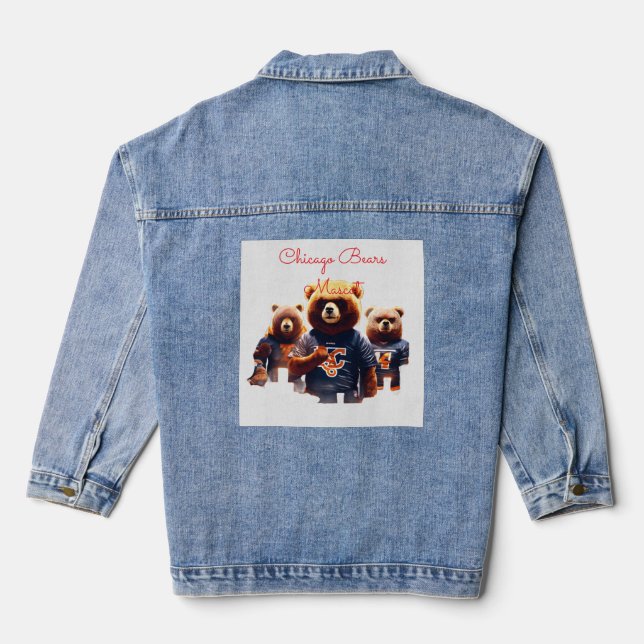 Dark Forest Chicago Bears Mascot – Evil Football  Denim Jacket (Back)