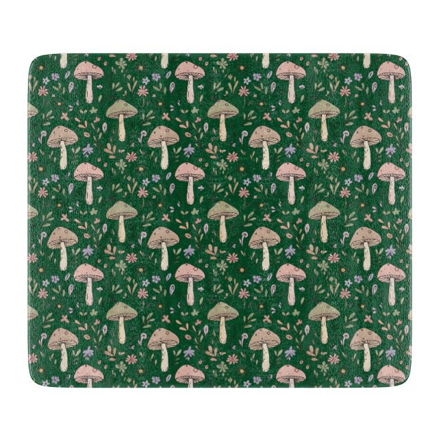 Dark Forest Emerald Fungi Luxury Jewel Tone Gift Cutting Board (Front)