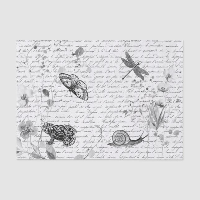 Dark Forest Frog Wild Flower Decoupage  Tissue Paper (Front)