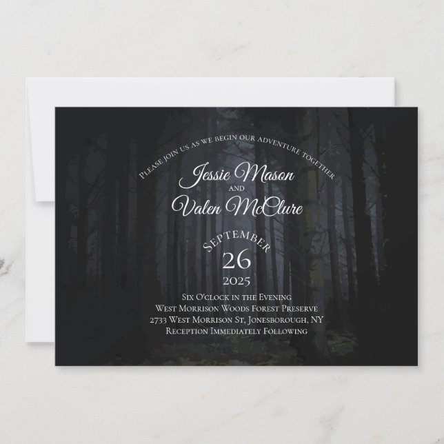 Dark Forest Gothic Elegant Wedding Woods Nature Invitation (Front)