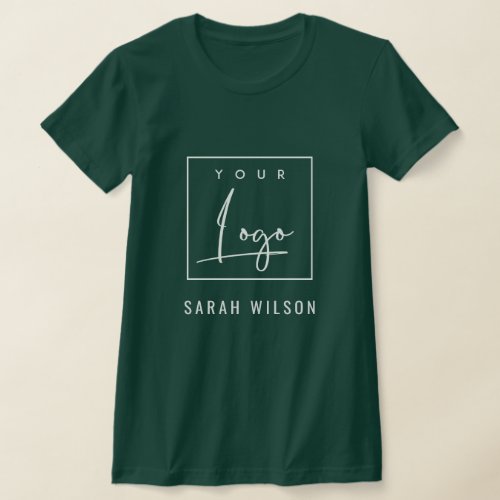 Dark Forest Green Business Add Your Logo With Name T_Shirt