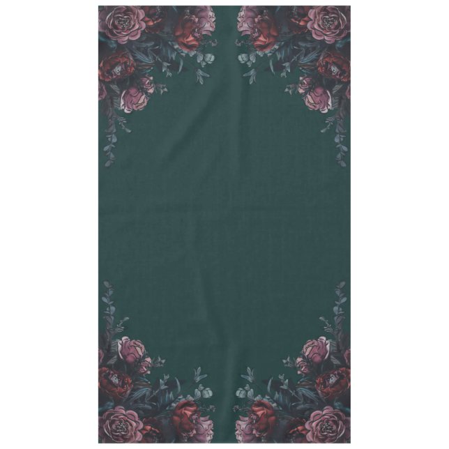 Dark Forest Green Elegant Wedding Maroon Mauve Tablecloth (Front)