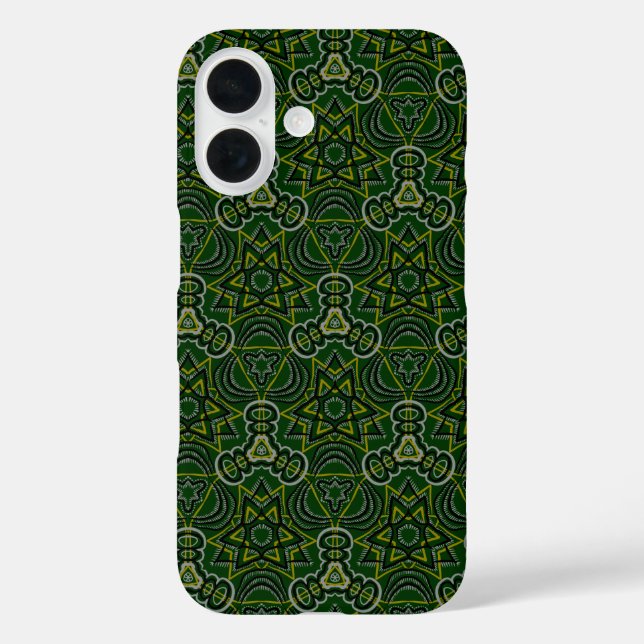 Dark Forest Green Mandala Sci-fi Geometric Pattern Case-Mate iPhone Case (Back)