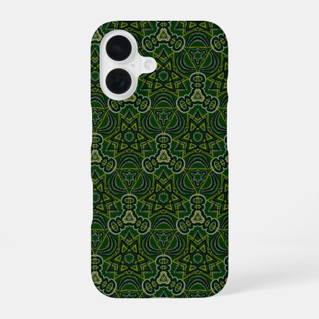 Dark Forest Green Mandala Sci-fi Geometric Pattern Iphone Case (Back)