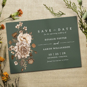 Dark Forest Green Moss   Elegant Floral Garden Save The Date