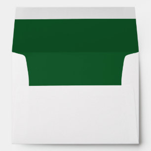 Dark Forest Green White A7 Inside Color Envelope