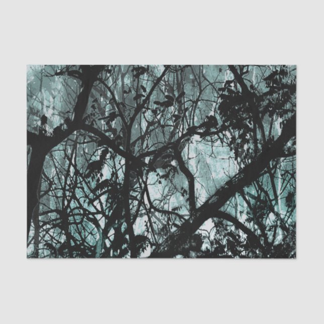 Dark Forest Landscape Illustration Tissue Paper (Front)