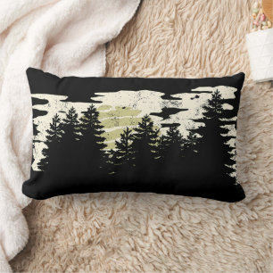 Dark Forest Nature Winter Vintage Lumbar Pillow