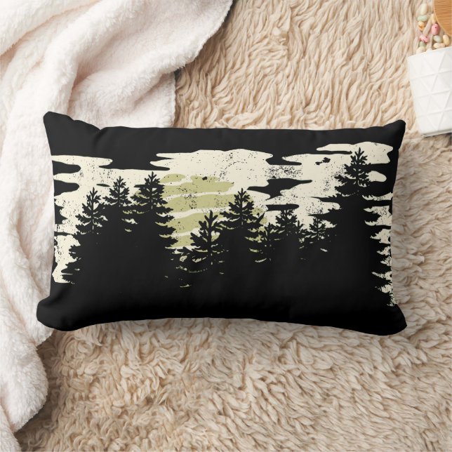 Dark Forest Nature Winter Vintage Lumbar Pillow (Blanket)