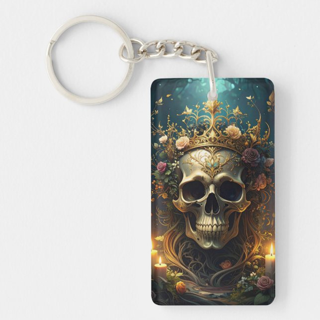 Dark Forest Skull Acrylic Keychain (Front)