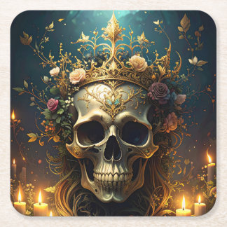 Dark Forest Skull Paper Coaster