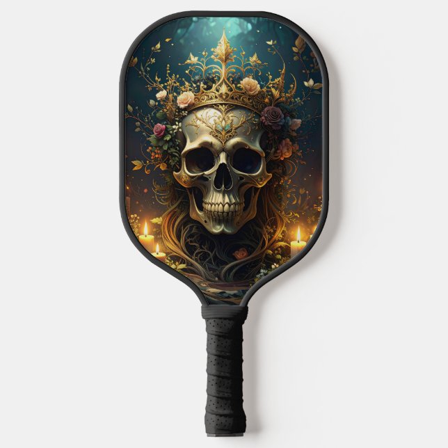 Dark Forest Skull Pickleball Paddle (Front)