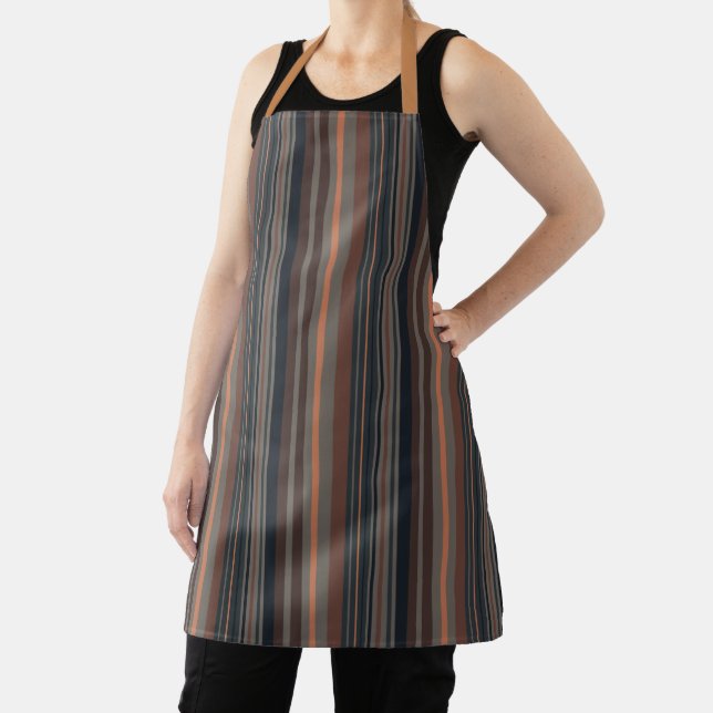 Dark Forest Woodlands Stripes Design  Apron (Insitu)