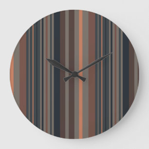 Dark Forest Woodlands Stripes Design Large Clock