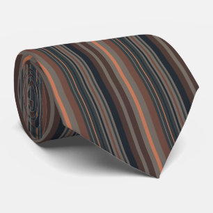 Dark Forest Woodlands Stripes Design Neck Tie