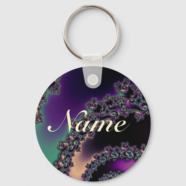 Dark Fractal Personalized Keychain (Front)