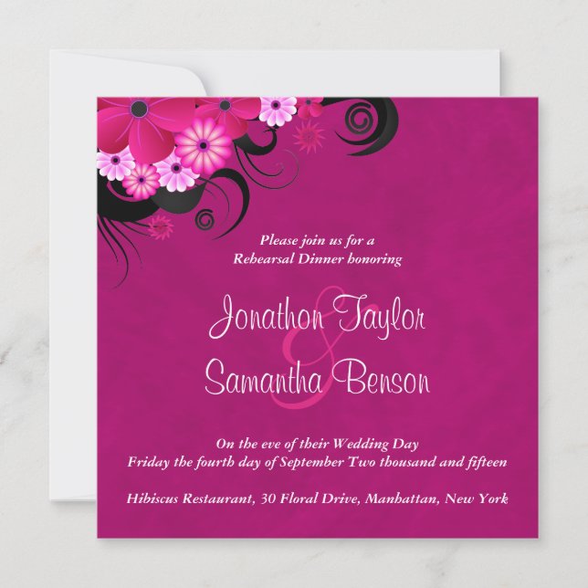 Dark Fuchsia 5.25" Wedding Rehearsal Dinner Invite (Front)