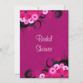 Dark Fuchsia Floral Wedding Bridal Shower Invites (Back)