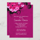 Dark Fuchsia Floral Wedding Bridal Shower Invites (Front/Back)