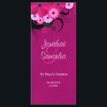 Dark Fuchsia Floral Wedding Program Template Card<br><div class="desc">© Sunny Mars Designs - Floral Hibiscus: Deep Dark Fuchsia Magenta Wedding Program Rackcards - This fully customizable custom wedding programme template features an illustration of a dark pink,  purple or fuschia swirly hibiscus floral decoration.  Personalize it by adding your wedding party and wedding ceremony details.</div>