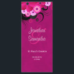 Dark Fuchsia Floral Wedding Program Template Card<br><div class="desc">© Sunny Mars Designs - Floral Hibiscus: Deep Dark Fuchsia Magenta Wedding Program Rackcards - This fully customizable custom wedding programme template features an illustration of a dark pink,  purple or fuschia swirly hibiscus floral decoration.  Personalize it by adding your wedding party and wedding ceremony details.</div>