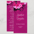 Dark Fuchsia Floral Wedding Program Template Card | Zazzle