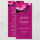 Dark Fuchsia Floral Wedding Program Template Card | Zazzle