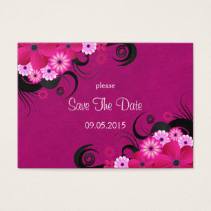 Dark Fuchsia Floral Wedding Save The Date Cards