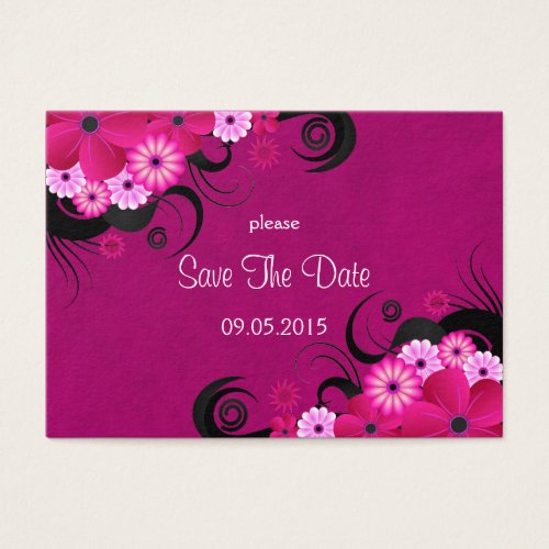 Dark Fuchsia Floral Wedding Save The Date Cards