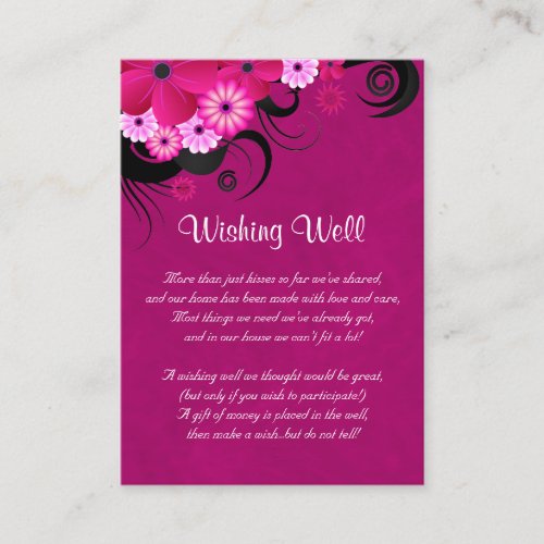 Dark Fuchsia Floral Wedding Wishing Well Enclosure Card