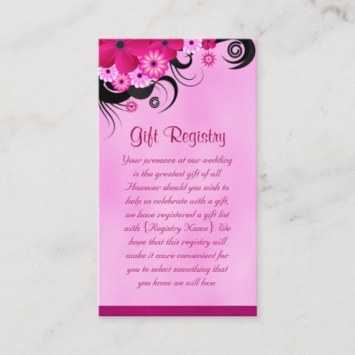 Customizable Fuchsia Hibiscus Wedding Gift Registry Mini Cards Business Card Template