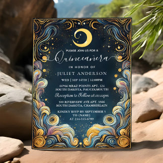 Dark Fun Star Prom Starry Night Sky Quinceanera Invitation