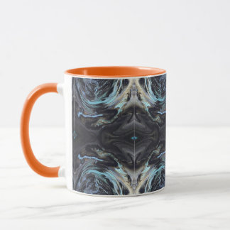 Dark Galaxy Blue Gold Marble Fluid Art Orange Acce Mug