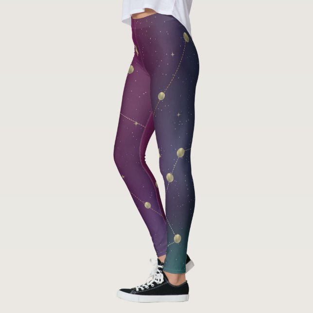 Dark Galaxy Constellation Faux Gold Leggings (Left)