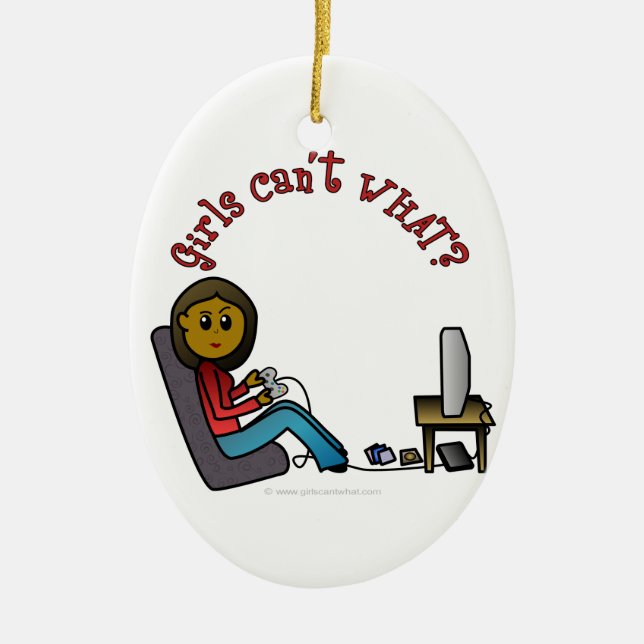 Dark Gamer Girl Ceramic Ornament (Front)