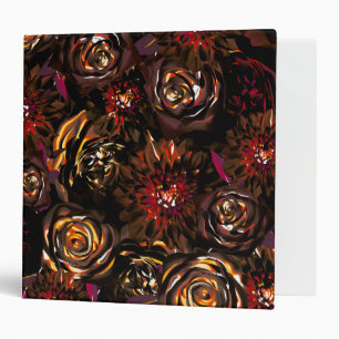 Dark Garden Autumn Glow Flowers Fall  3 Ring Binder