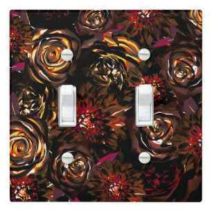 Dark Garden Autumn Glow Flowers Fall  Light Switch Cover